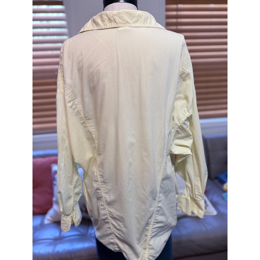 VTG 80s Triangle Women Yellow 100% Cotton Button Down Size S Oversized - Picture 6 of 6